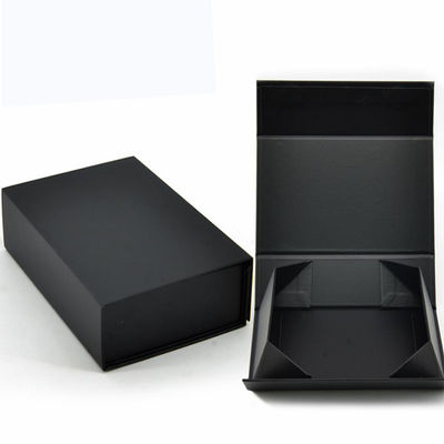 Caja de papel de carpeta personalizada embalaje de lujo caja de regalo de papel plegable negro con cinta