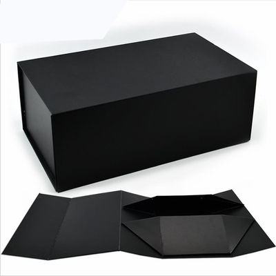 Caja de papel de carpeta personalizada embalaje de lujo caja de regalo de papel plegable negro con cinta