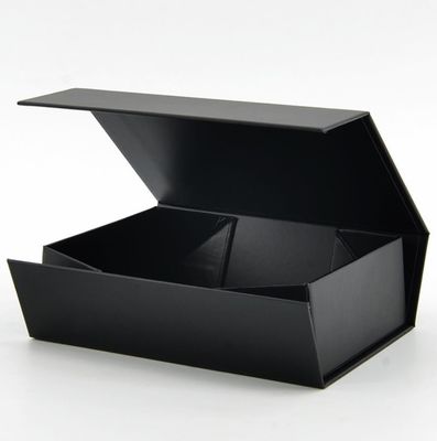 Caja de papel de carpeta personalizada embalaje de lujo caja de regalo de papel plegable negro con cinta