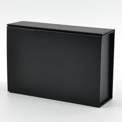 Caja de papel de carpeta personalizada embalaje de lujo caja de regalo de papel plegable negro con cinta