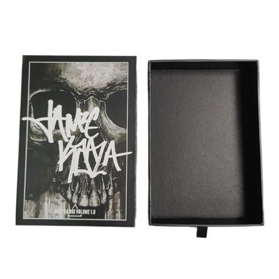 Logotipo personalizado Caja de cajón de hueso de cráneo negro 4x6 de impresión de tarjeta postal embalaje caja de regalo