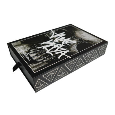 Logotipo personalizado Caja de cajón de hueso de cráneo negro 4x6 de impresión de tarjeta postal embalaje caja de regalo