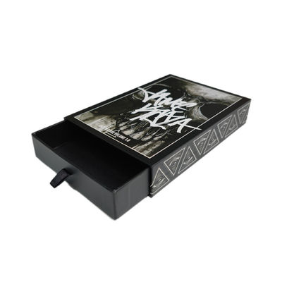 Logotipo personalizado Caja de cajón de hueso de cráneo negro 4x6 de impresión de tarjeta postal embalaje caja de regalo