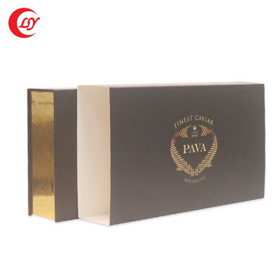 Embalaje dorado Caviar negro tin jar rojo Confección de regalo con embalaje de cartón y manga