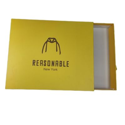 Impresión de logotipo personalizado de cartón amarillo de cajón corredizo de camiseta caja de embalaje