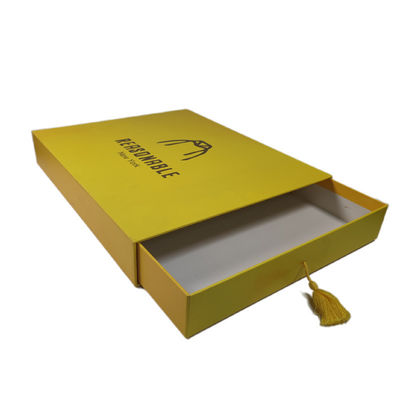 Impresión de logotipo personalizado de cartón amarillo de cajón corredizo de camiseta caja de embalaje