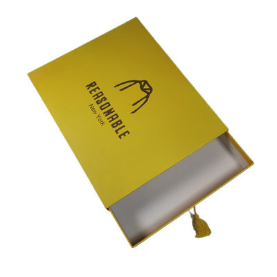 Impresión de logotipo personalizado de cartón amarillo de cajón corredizo de camiseta caja de embalaje