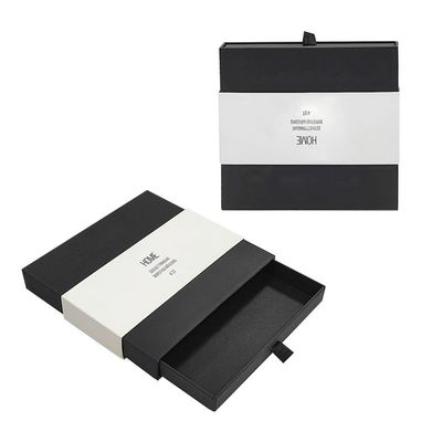 Caja de embalaje de cajones de papel de joyería Negro cajas de embalaje de deslizamiento Cajas de embalaje Logotipo personalizado