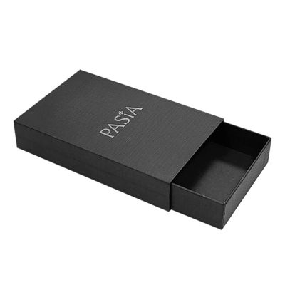 Elegante patrón de lino logotipo deslizante de papel plateado estampado cajas para el embalaje