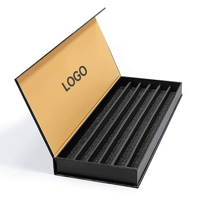 Logotipo personalizado negro Embalaje de regalo de lujo Caja magnética con forro de cartón