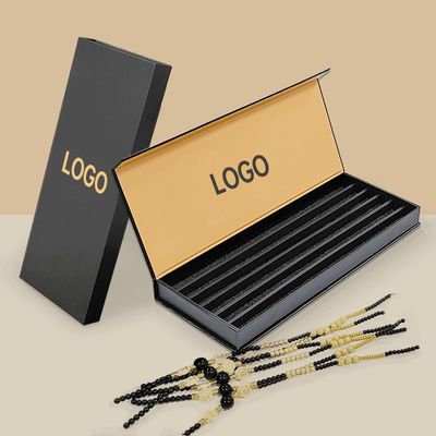 Logotipo personalizado negro Embalaje de regalo de lujo Caja magnética con forro de cartón