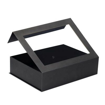 Embalaje de papel de ventana de PVC con tapa flexible personalizada Caja de regalo de cierre magnético grande con ventana de tapa transparente