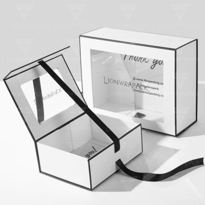 Embalaje de papel de ventana de PVC con tapa flexible personalizada Caja de regalo de cierre magnético grande con ventana de tapa transparente