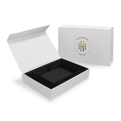 Caja de regalo de papel magnético de forma de libro con inserción de espuma de lujo marco de foto de cartón rígido