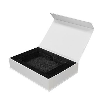 Caja de regalo de papel magnético de forma de libro con inserción de espuma de lujo marco de foto de cartón rígido