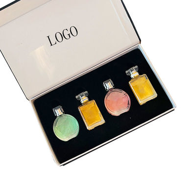 Reciclable personalizado pequeño lote forma de libro botella de vidrio de perfume paquetes de regalo cosméticos