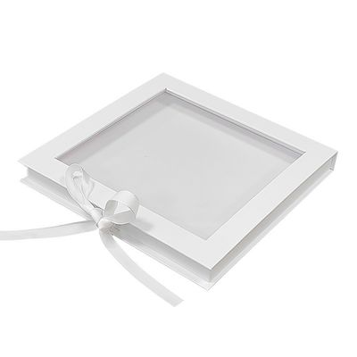 Caja de cartón cuadrada de exhibición de caja de regalo de cierre magnético reciclado con ventana transparente
