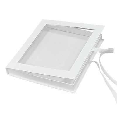 Caja de cartón cuadrada de exhibición de caja de regalo de cierre magnético reciclado con ventana transparente
