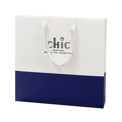 Bolsas de compras de papel de todo el mundo Estampado de plata con asas para ropa confección