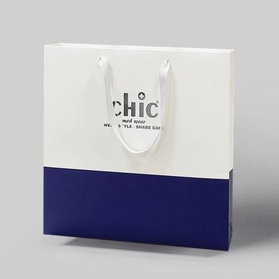 Bolsas de compras de papel de todo el mundo Estampado de plata con asas para ropa confección