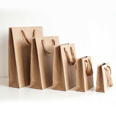 Pedido personalizado Aceptado Logotipo Envío a granel Café Bolsa de papel Kraft marrón con mango