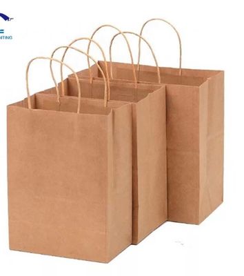 Pedido personalizado Aceptado Logotipo Envío a granel Café Bolsa de papel Kraft marrón con mango
