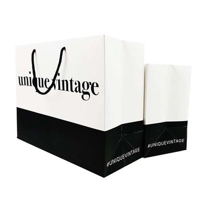 Logotipo personalizado Ropa de compras Regalo Joyería Embalaje Bolsa de papel con acabado de sello de oro