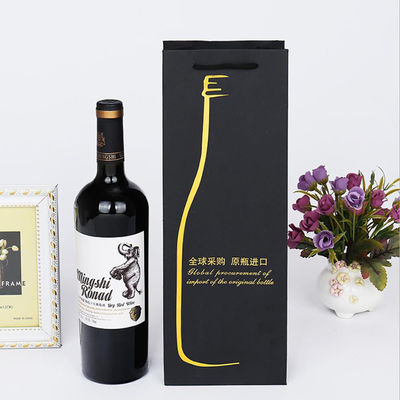 Bolsas de vino de papel de botella impresas a medida con mangos de cuerda y impresión CMYK/PANTONE