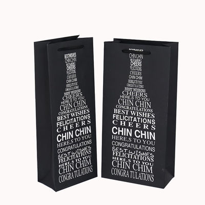 Bolsas de vino de papel de botella impresas a medida con mangos de cuerda y impresión CMYK/PANTONE