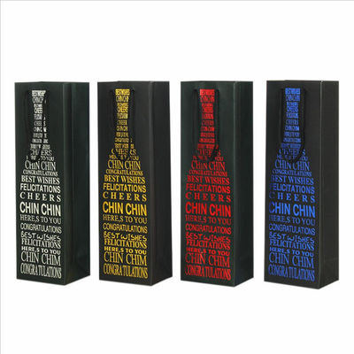 Bolsas de vino de papel de botella impresas a medida con mangos de cuerda y impresión CMYK/PANTONE