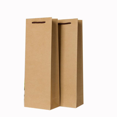 Bolsas de vino de papel de Kraft con manijas de embalaje de bebidas