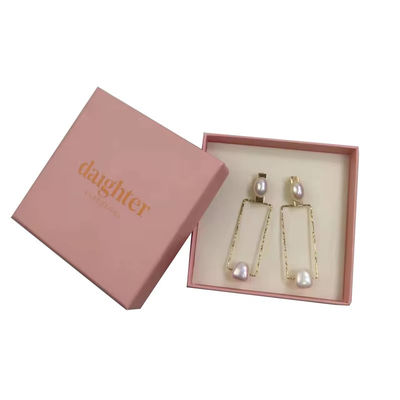 Logotipo personalizado collar de pendientes joyas caja de embalaje de regalo con espuma inserción caja de cartón rígida para anillos y pulseras