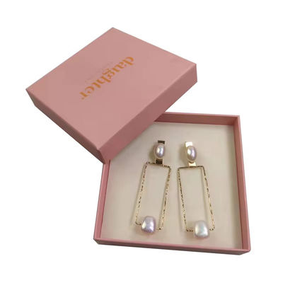 Logotipo personalizado collar de pendientes joyas caja de embalaje de regalo con espuma inserción caja de cartón rígida para anillos y pulseras