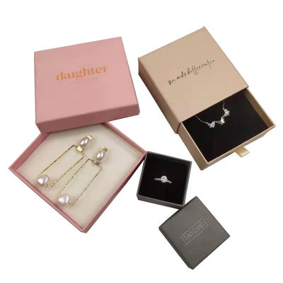 Logotipo personalizado collar de pendientes joyas caja de embalaje de regalo con espuma inserción caja de cartón rígida para anillos y pulseras