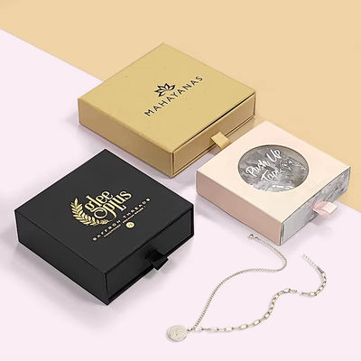 Logotipo personalizado collar de pendientes joyas caja de embalaje de regalo con espuma inserción caja de cartón rígida para anillos y pulseras