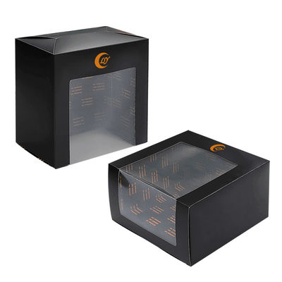 Envasado de sombrero de papel personalizado de tapa de béisbol caja de regalo de ventana con ventana de PVC transparente para la tapa de béisbol