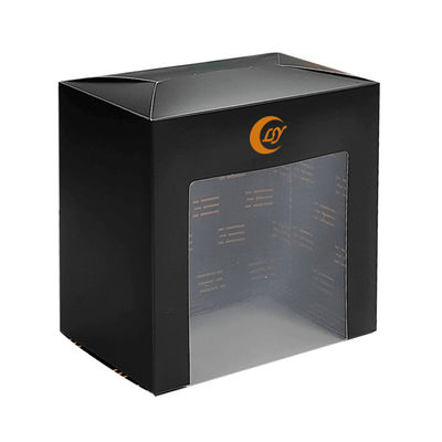Envasado de sombrero de papel personalizado de tapa de béisbol caja de regalo de ventana con ventana de PVC transparente para la tapa de béisbol
