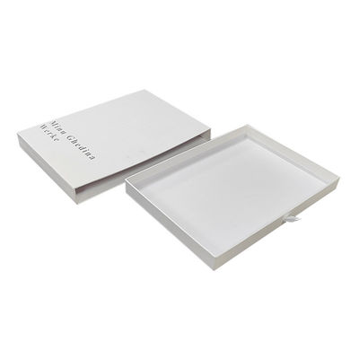 Caja blanca con patrón de textura simple elegante con logotipo plateado brillante cajón de cartón joyería embalaje pequeño regalo