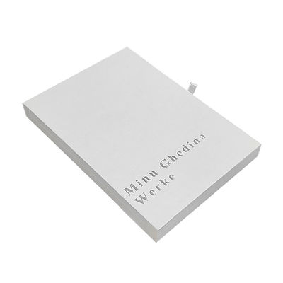 Caja blanca con patrón de textura simple elegante con logotipo plateado brillante cajón de cartón joyería embalaje pequeño regalo