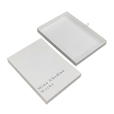 Caja blanca con patrón de textura simple elegante con logotipo plateado brillante cajón de cartón joyería embalaje pequeño regalo