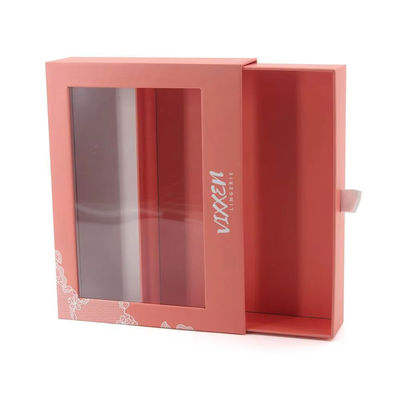 Caja de embalaje de papel de cartón de papel de cartón de regalo deslizante con ventana de corte a presión de PVC transparente