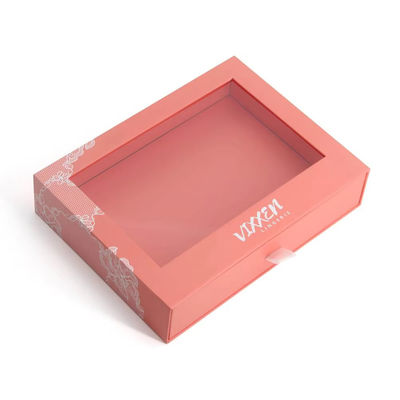 Caja de embalaje de papel de cartón de papel de cartón de regalo deslizante con ventana de corte a presión de PVC transparente
