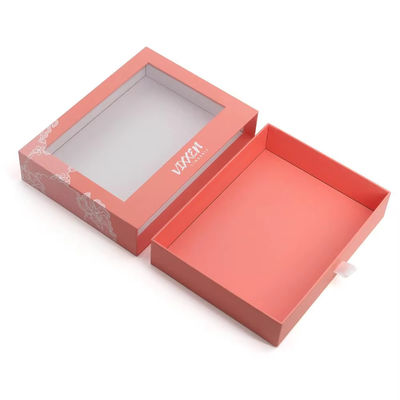 Caja de embalaje de papel de cartón de papel de cartón de regalo deslizante con ventana de corte a presión de PVC transparente