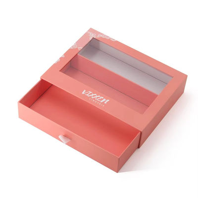 Caja de embalaje de papel de cartón de papel de cartón de regalo deslizante con ventana de corte a presión de PVC transparente