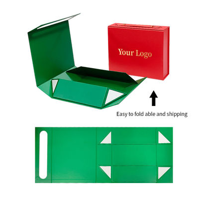 Caja de regalo con logotipo personalizado hecha de cartón reciclable exquisito con mango práctico de cuero