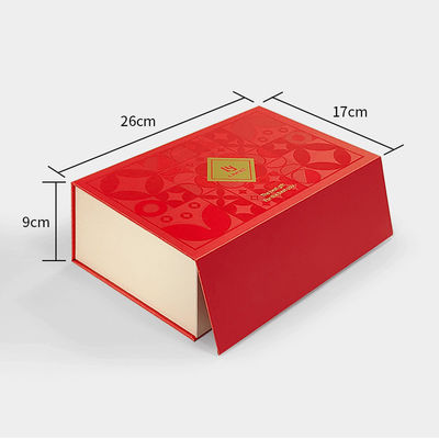 Caja de regalo de tema de Navidad de lujo rojo magnético personalizado de cerradura magnética rígida biodegradable envasado con mango