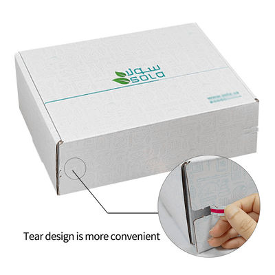 Logotipo personalizado de cartón corrugado de envío de E-Commerce caja de embalaje de lágrima de tira de cremallera caja