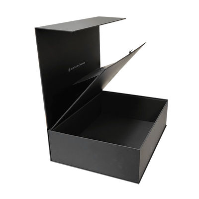 Diseño de logotipo personalizado Cartón plano rígido negro Cajas plegables magnéticas Regalo para cosméticos Embalaje de regalos