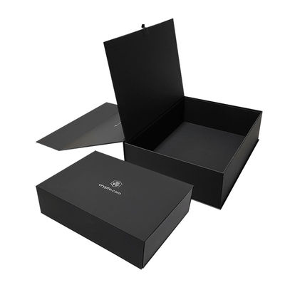 Diseño de logotipo personalizado Cartón plano rígido negro Cajas plegables magnéticas Regalo para cosméticos Embalaje de regalos