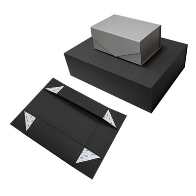 Diseño de logotipo personalizado Cartón plano rígido negro Cajas plegables magnéticas Regalo para cosméticos Embalaje de regalos